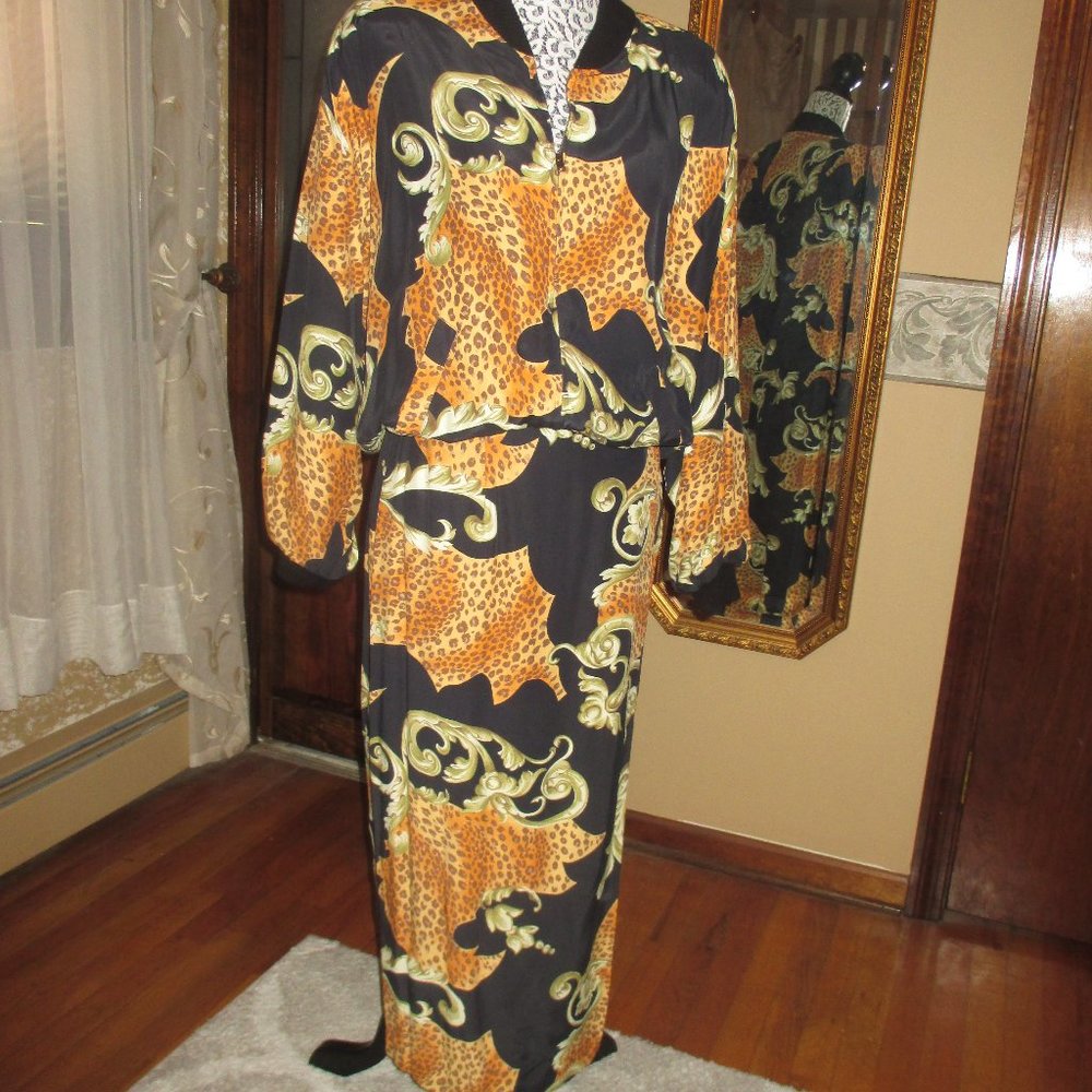 Vintage 2 pc. Leopard Print Suit from the 90's. Jacket and skirt.